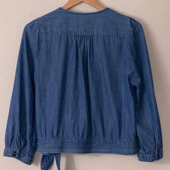 Madewell Denim Wrap Top in Blue Chambray Sz L - Picture 8 of 10